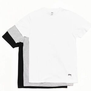 Stussy Short Sleeve Tee Trio - Black, Gray, White